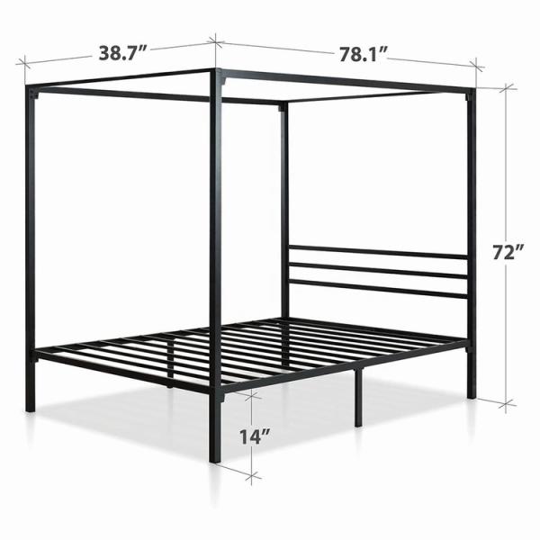 Contemporary Wooden Metal Furniture Metal Canopy Bed Frame With Steel Slat