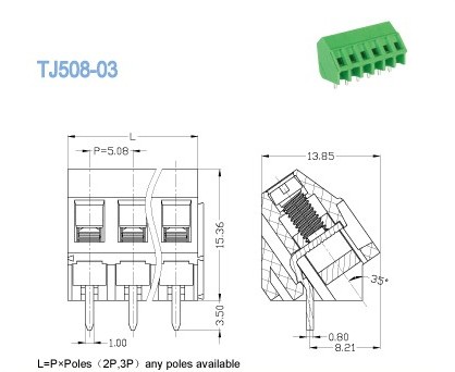 Одиночный AWG терминального блока 300V 10A 2P-24P 12-26 винта PCB тангажа 5.08mm палубы
