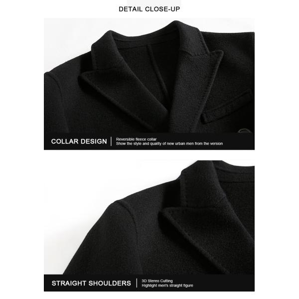 Puro de lã Vertical Stripes Double-breasted casaco masculino com comprimento curto e caxemira