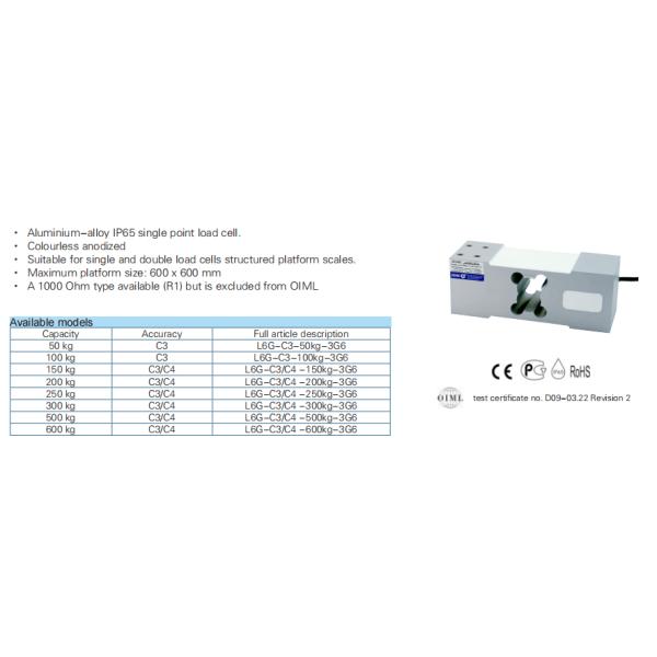 Single-Point Pressure Sensor for High Precision SOHEL6G 50-1000KG Flushable Load Cell