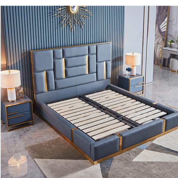 Leather Tufted Upholstered Bed Modern King Bedroom Sets