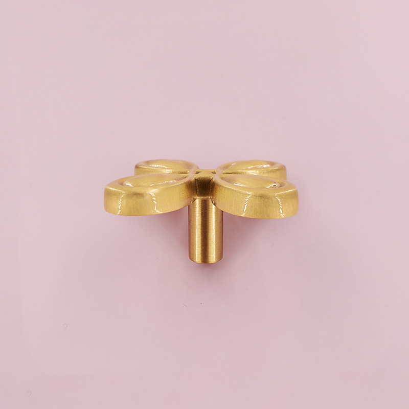 Nordic Solid Brass Cabinet Wardrobe Door Handle Knob Modern Simple Gold Single Hole Furniture Drawer Flower Shape Solid Handle