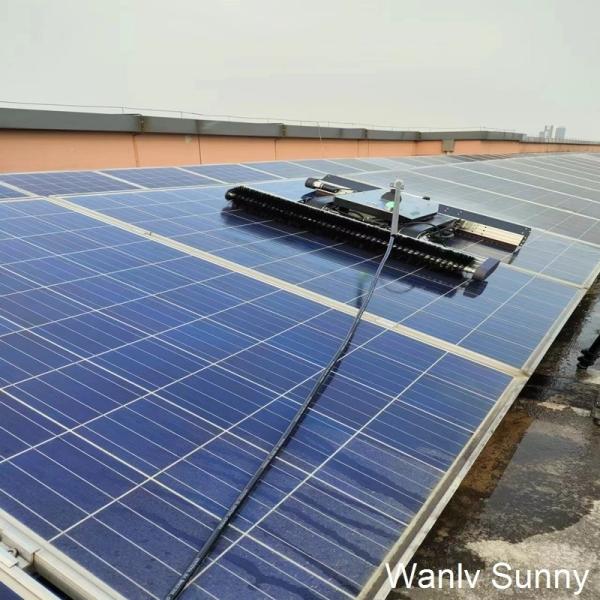 Robotic Solar Panel Cleaner System Ai-Powered Cleaning Robot with Rolling Brush Heads