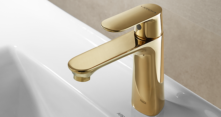ARROW Modern Gold Basin Mixer Faucet Wall-Mounted Single Handle with Imported Swiss Aerator