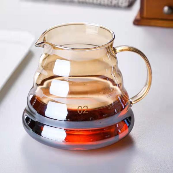 Brown Borosilicate Glass Pour over Coffee Machine with Transparent Dripper and Pot Set