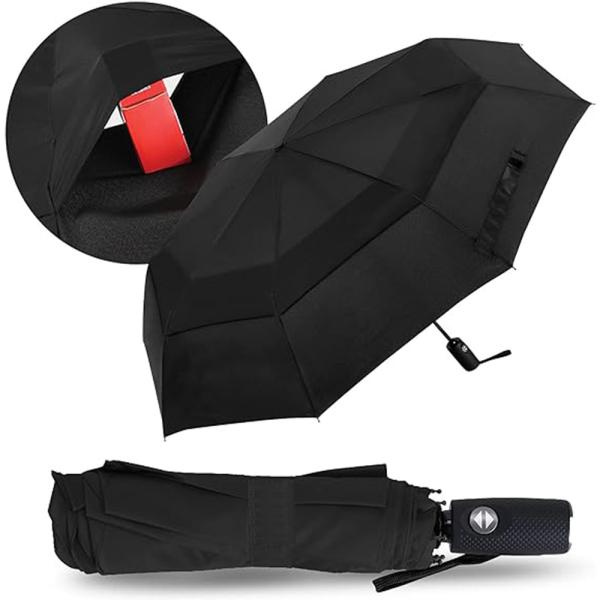 Custom Logo Double Folding Umbrella One Click Open Travel Umbrella for Advertising Gift