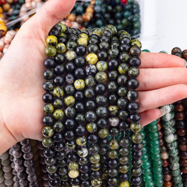 Serpentine Jade Round Bead Natural Crystal Gemstone Loose Bead Strands for DIY Jewelry Making