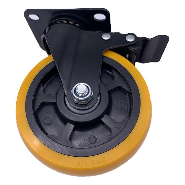 3 Inch Polyurethane Caster Wheel Black Electro-plated Bracket with brake