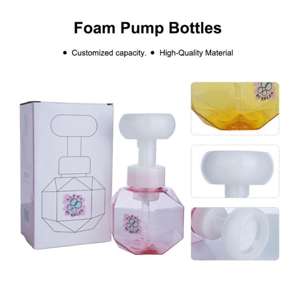 200 ml de plástico Rosa/ Verde/ Amarelo/ Azul Frasco Rombus Luminoso Com Bomba Branca Para Frasco de Bomba de Espuma
