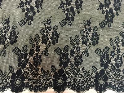 French Lace Fabric  Eyelash Cord Lace Fabric  fashion Black lace