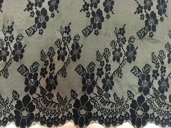 French Lace Fabric  Eyelash Cord Lace Fabric  fashion Black lace
