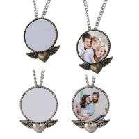 Custom Gift Party Wedding Vintage Brooch Necklace Pendant Sublimation Angel Wings Necklace