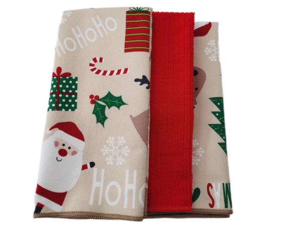pano de 40x60cm Buff Christmas Microfiber Dish Towel para pratos da cozinha