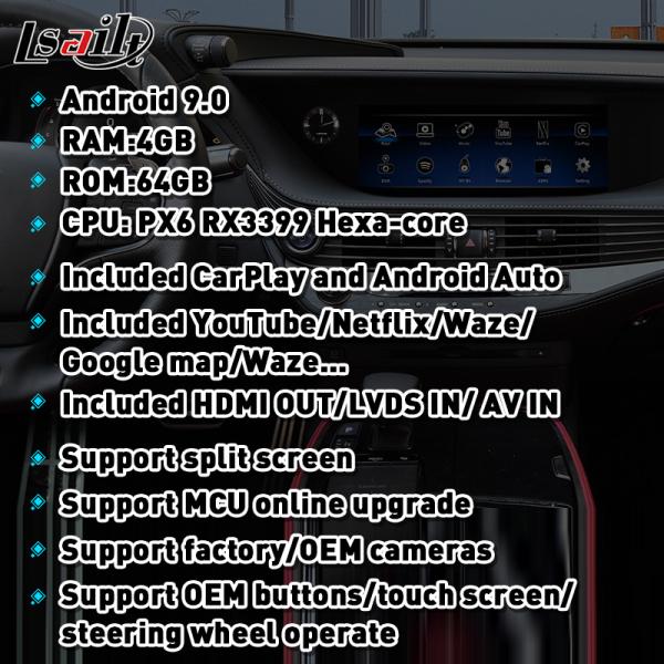 Интерфейс Lexus андроида 9,0 видео- для 2013-21 RX//ES//NX/LX/LS с NetFlix, YouTube для LS600h LS460