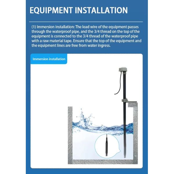 RS-485 Modbus/RTU Online Potassium Ion Sensor IP68 Protection, 3/4NPT Immersion Installation