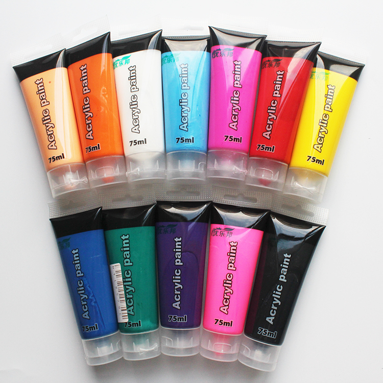 12 Colors 75ml Loose Non-Toxic Tube Artist Acrylic Paint for Kids