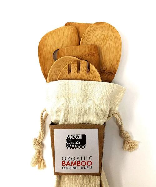Stylish Design Bamboo Cooking Utensil Set No Plastic No Petrochemicals No Varnishes