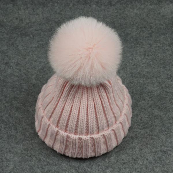 Hand Printing Lined Pom Pom Hat , Crochet Pattern Knitted Pom Pom Beanie Hat