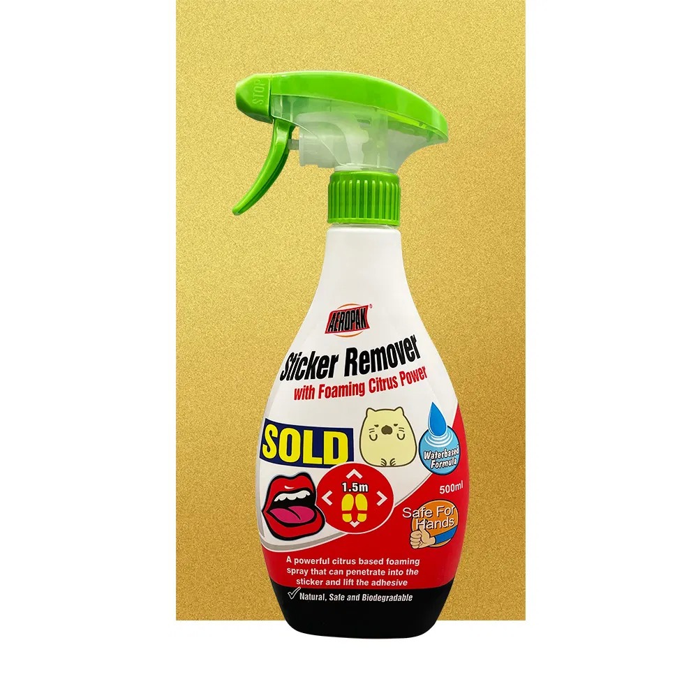 Aeropak High Quality 500ml Bottle Car Label Adhesive Glue Sticker Remover Agent Car Window Sticker Remover Cleaner Spray