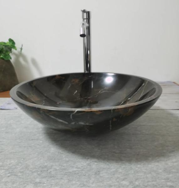 Luxury Portoro Marble Vanity Basin - Handcrafted Artistry with Gold Veins for Elegant Bathrooms