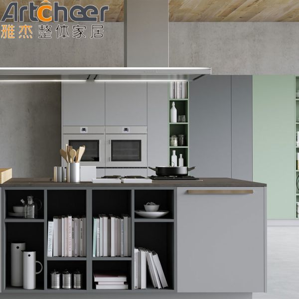 Modern Design Green Color Kitchen Cabinets with 3 Years Warranty for Home and Commercial Use