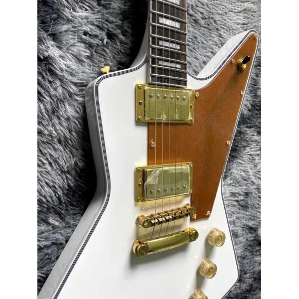 Custom Irregular Special-Shaped Electric Guitar with White Veneer Yellow Guard Board