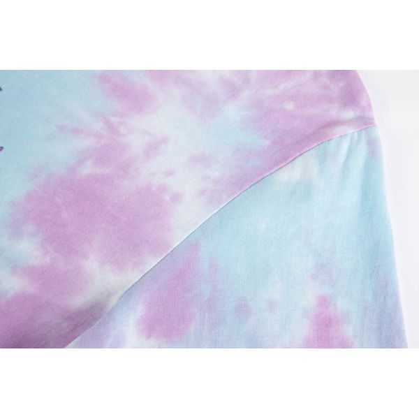 Pastel Tie-Dye T-Shirt with Contrast Rib Trim and Graphic Print - Unisex Basic Tee