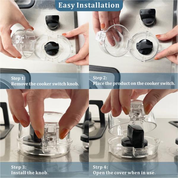Adhesive Fixing Large Size Transparent Gas Oven Knob Safety Cover