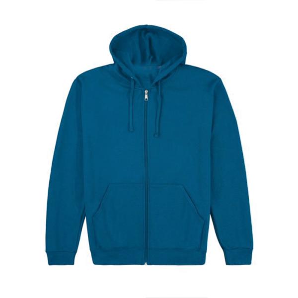 High Quality Bule Polyester Cotton Full Zip Design Mens Hoodies Jackets with Pocket