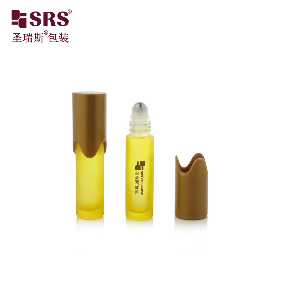 BLPY 10ml Empty Glass Roll On Bottle with Special Shaped Cap for Essential Oil