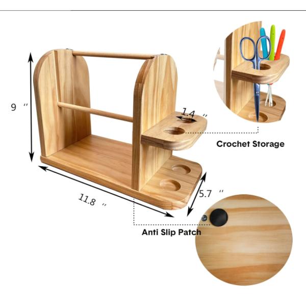 Wood Yarn Holder Double Revolving for Crochet Knitting Handmade Yarn Ball Dispenser