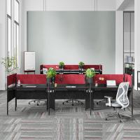 Escritorio de estación de trabajo de oficina para 6 personas, rojo y negro, BS-W101