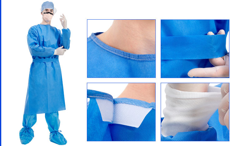 50gsm Disposable Surgical Gown with SMS Material and AAMI Level 1/2/3/4 Protection