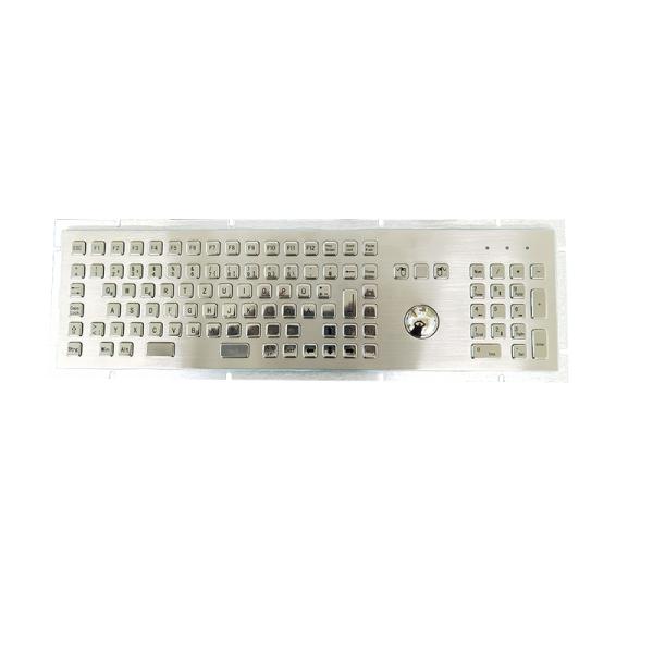 IP65 Waterproof Stainless Steel Metal Keyboard With 38mm Trackball For Industrial