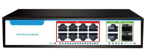 Порты переключателя 8*10/100/1000mbps POE Poe + uplink 2*1000m RJ45 port+2*1000m SFP