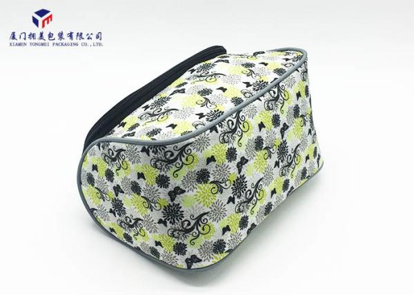 Toiletries Product Fabric Makeup Bag Black With Oxford Cloth Lining Materials