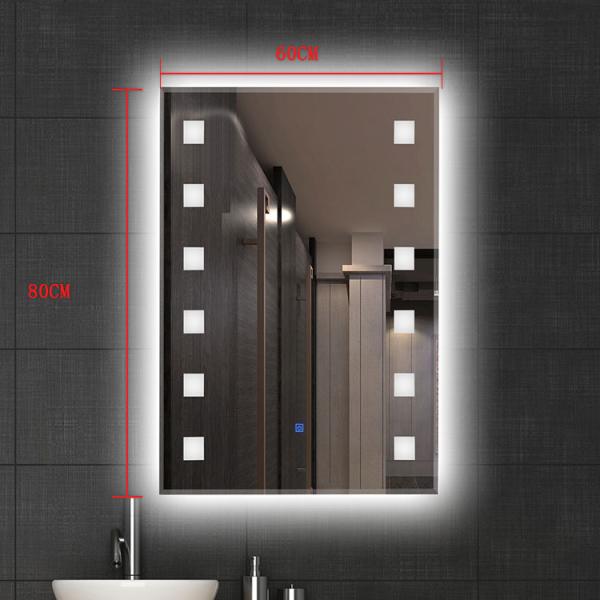 Bathroom Intelligent Touch Wall Mounted Lighted Makeup Mirror 4mm Aluminum