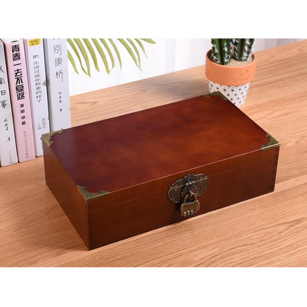 Customized Logo Acceptable Vintage Style Wooden Jewelry Gift Box with Lock and Key