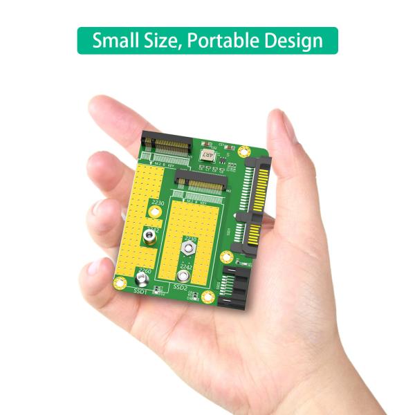 SATA 3.0 22PIN Interface to 2 x NGFF M.2 Key-B Key B+M SATA SSD Adapter Converter Card With SATA 7Pin Data Cable