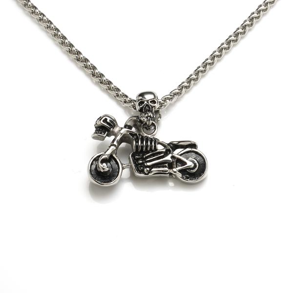 Men Fashion Jewelry Punk Stainless Steel Motor Biker Pendant Necklace