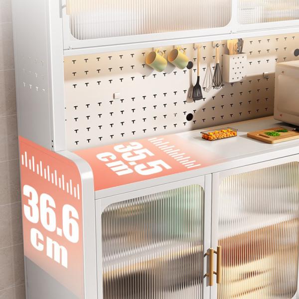 Multi Function Cabinet Kitchen -Vintage tableware Side Storage Organizer Container Floor Table for Microwave