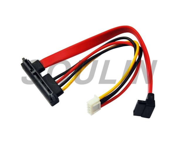 Red Color 7+15pin 22pin SATA Cable Female To SATA Female W/ Molex IDE 4Pin Power