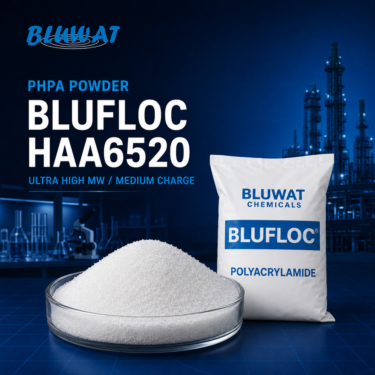 BLUFLOC HAA6520 PHPA Powder - Ultra High Molecular Weight, Medium Charge