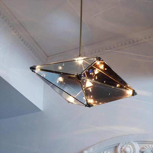 Post-modern Led Diamond Glass Pendant Lights restaurant Rhombic Polyhedron hanging Lamps(WH-GP-98)
