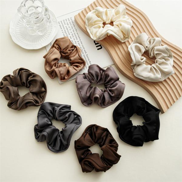 French slouchy black satin plus-size scrunchie Headpiece girls floral hair accessories Large loop hair rope headpiece