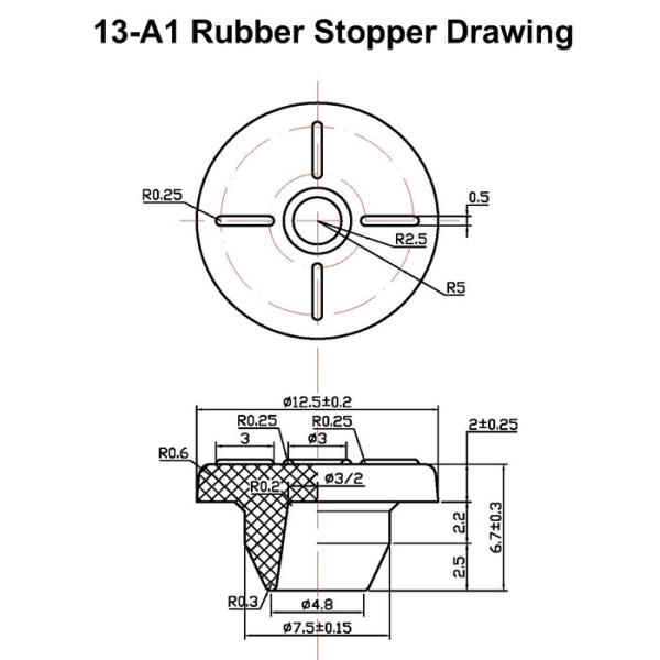 bujões 13-A1 de borracha farmacêuticos seguros cinzentos para tubos de ensaio de vidro medicinais