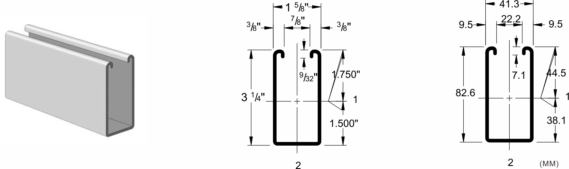 41mmx82mm гальванизированная стальная распорка c направляет 1-5/8» x 3-1/4»
