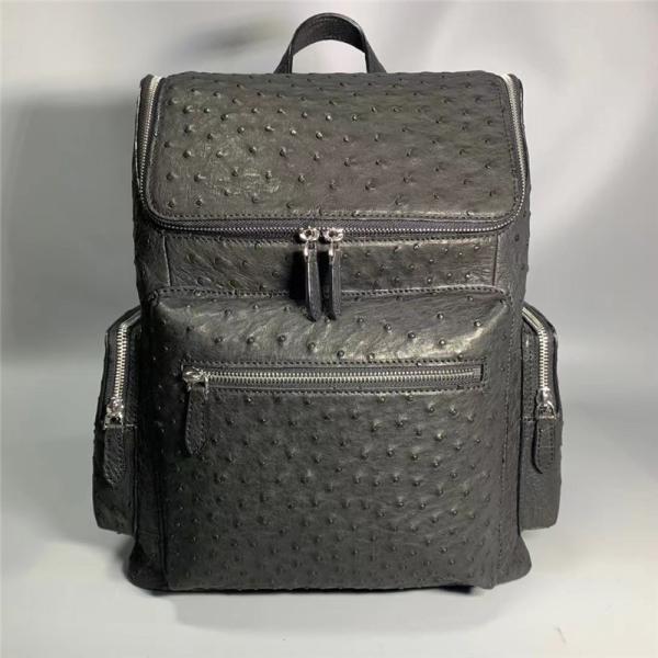 Authentic Real Ostrich Skin Men's Large Business Travel Backpack Genuine Exotic Leather Male Top-handle Casual Bag Pack