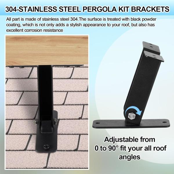 Nonstandard Pergola Roof Riser Beam Brackets Kit for Adjustable Saddle Roof Brackets