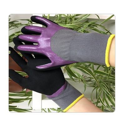 Luvas sem emenda do trabalho de Grey Nylon Liner Purple Nitrile